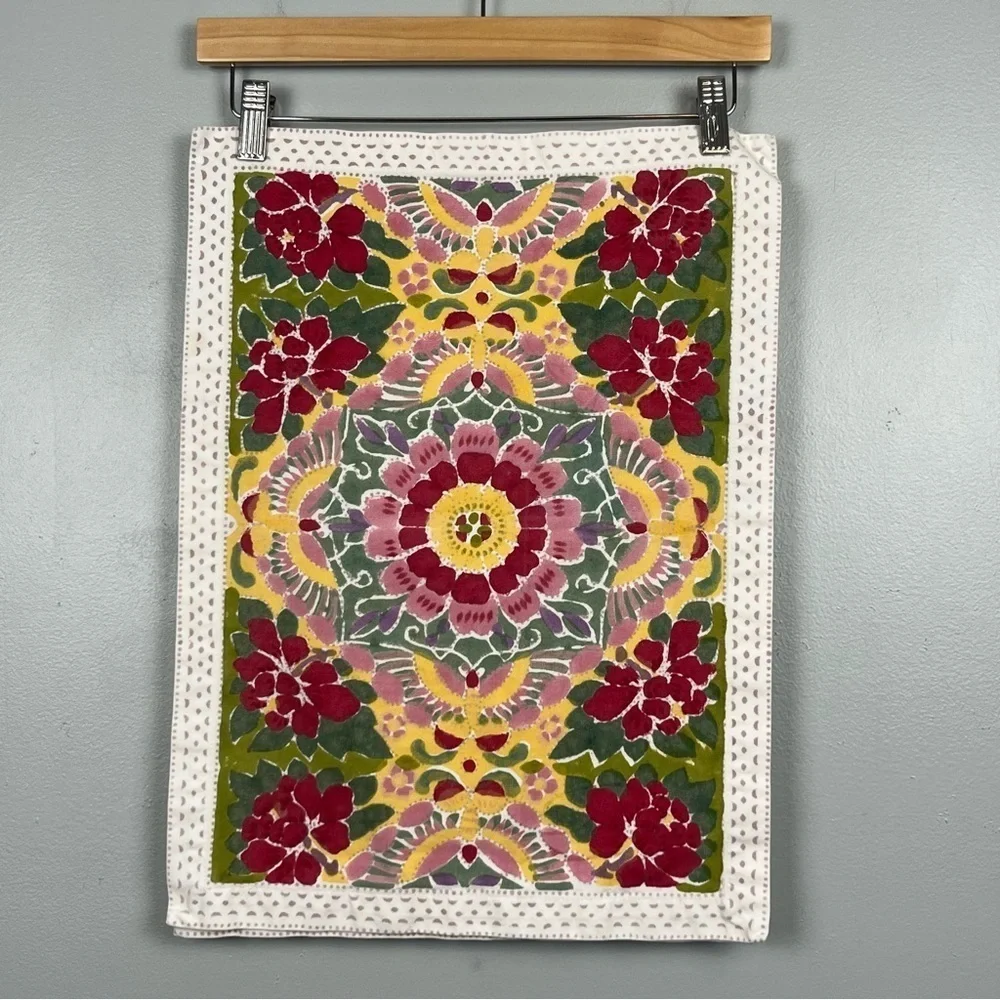 Set of 2 Pottery Barn 100% cotton block print multicolor placemats.